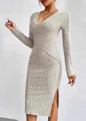 Chic Elegance High-Waist Ribbed Dress