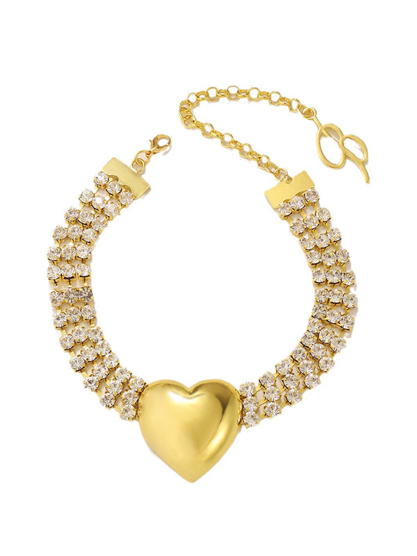 Heart Shape Rhine Stones Necklaces Accessories