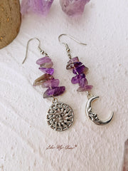 Hippie Amethyst Drop Earrings