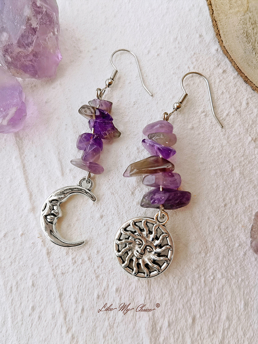 Hippie Amethyst Drop Earrings