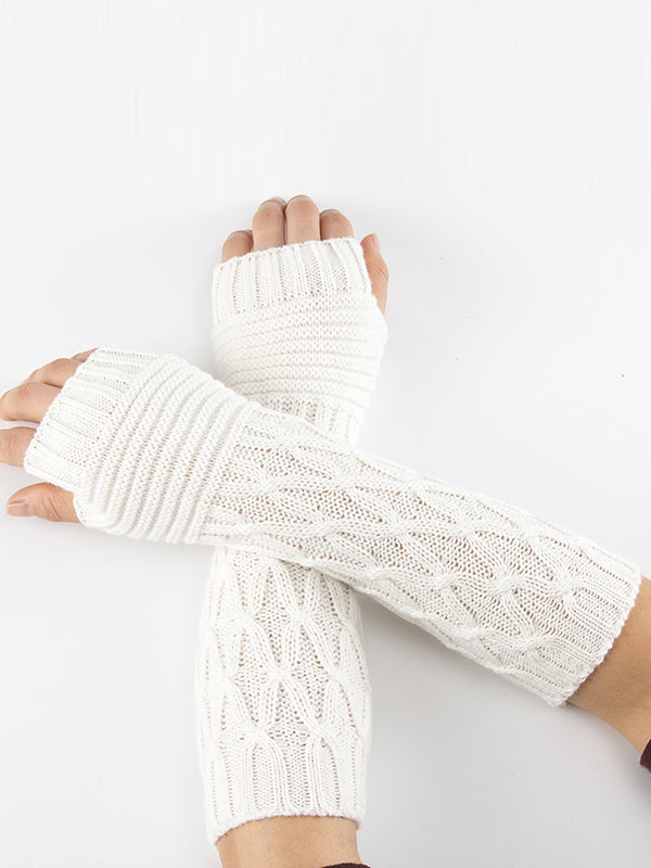 Solid Color Keep Warm Jacquard Knitted Sleevelet