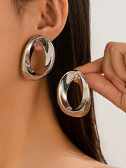 Asymmetric Shiny Solid Color Earrings Accessories