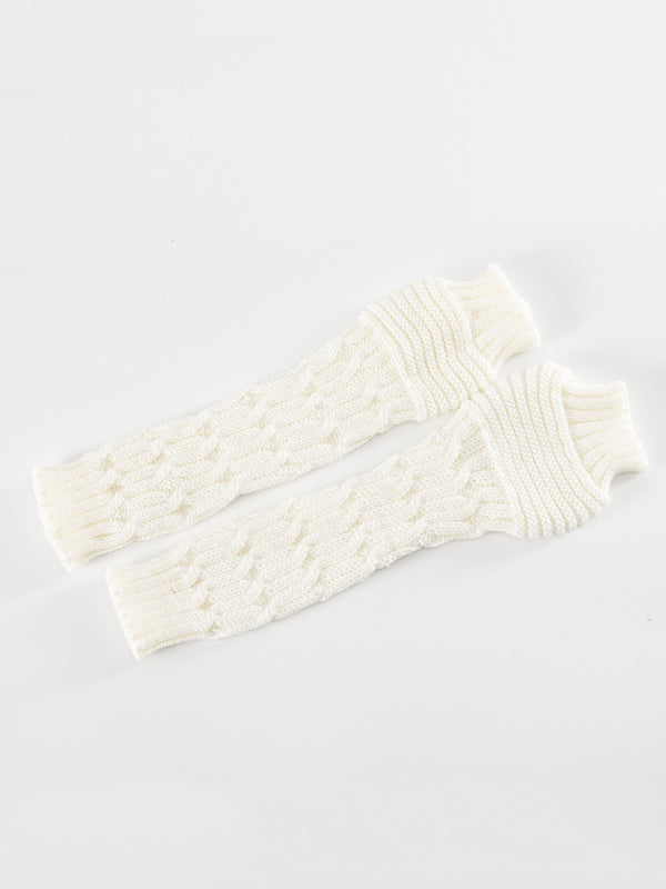 Solid Color Keep Warm Jacquard Knitted Sleevelet