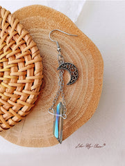 Vintage Hollow Moon Crystal Earrings