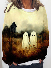 Women's Halloween Ghost Print Sweatshirt