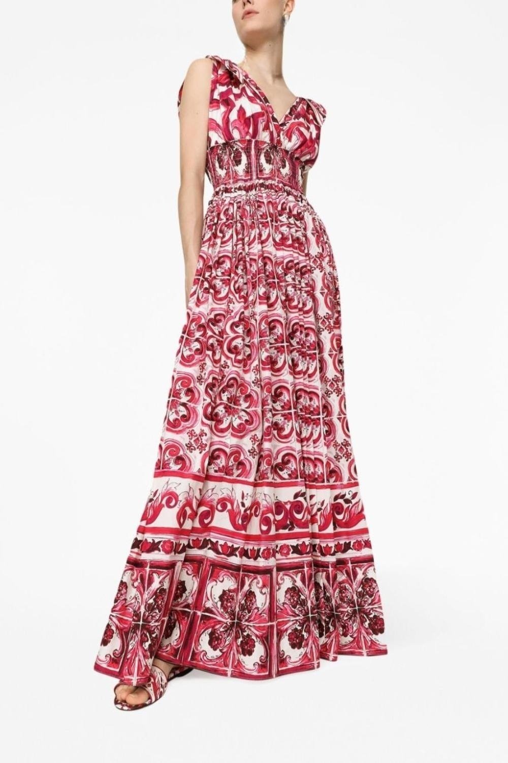 Sibyl Printed Knotted Strap Maxi Dress