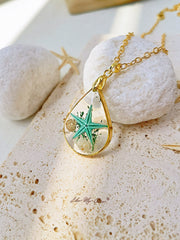 Natural Starfish DIY Resin Epoxy Gold Necklace