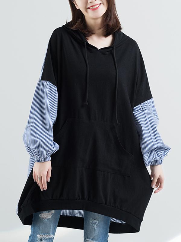 Casual Striped Split-joint Hoodie