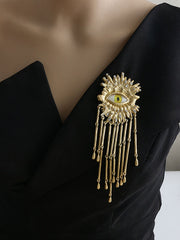 Eye Shape Geometric Tasseled Brooch Accessories