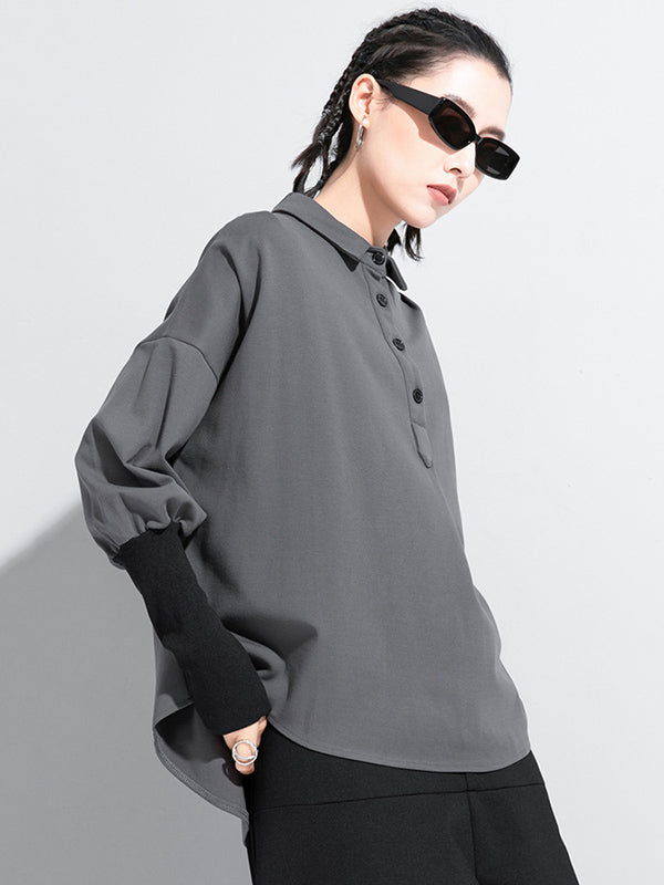 Original Split-Joint Gray&Black Polo Shirt Tops