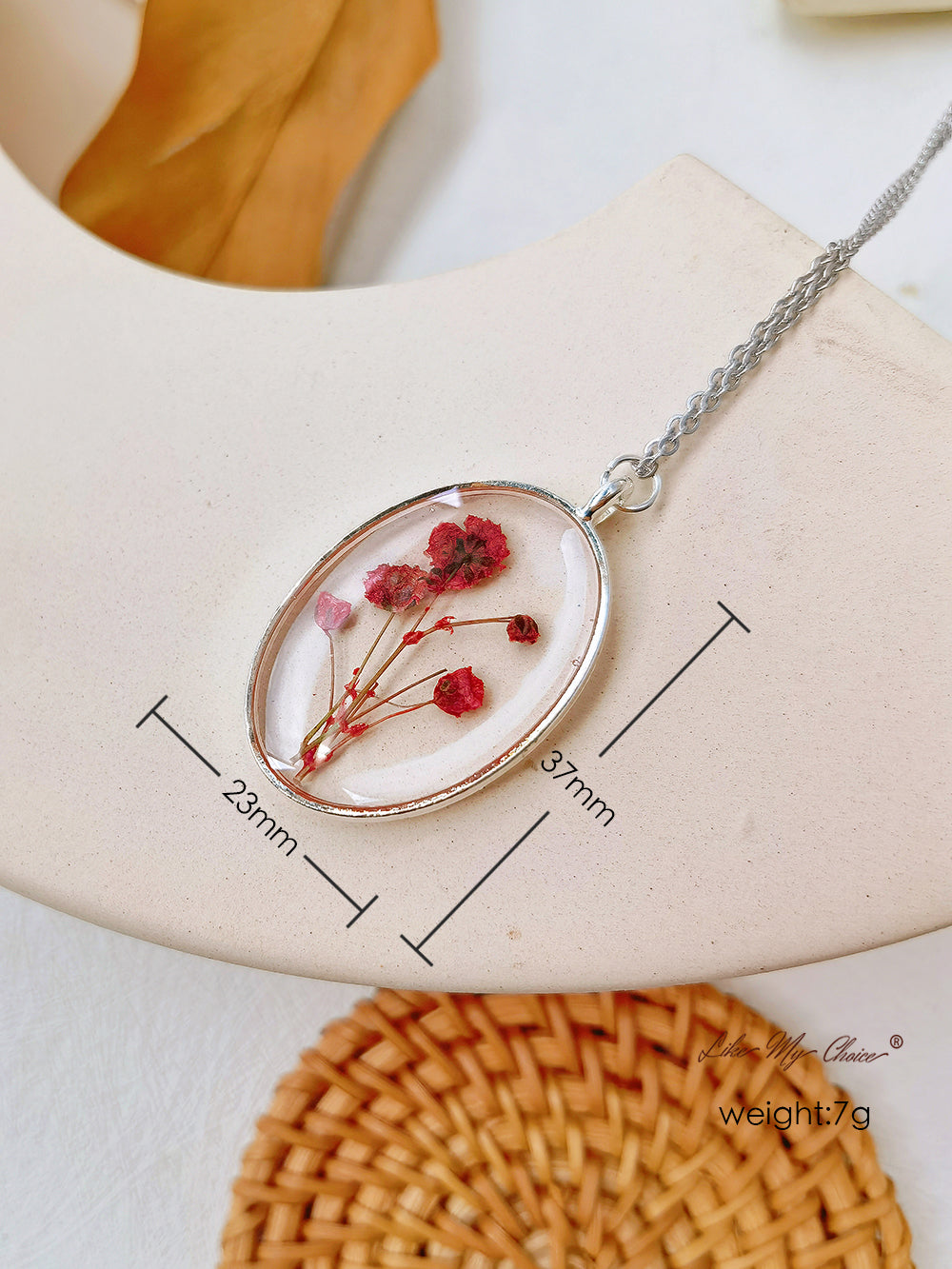 Handmade Red Narcissus Bud Pendant Necklace