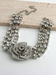 Chains Flower Shape Rhine Stones Necklaces Accessories