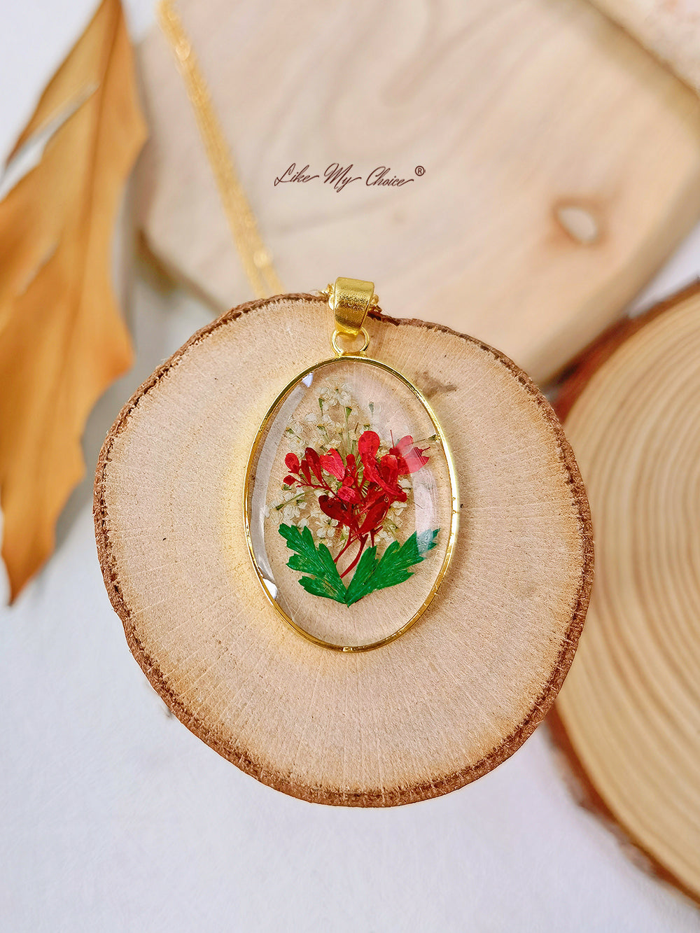 Handmade Pressed Fern Leaves Necklace