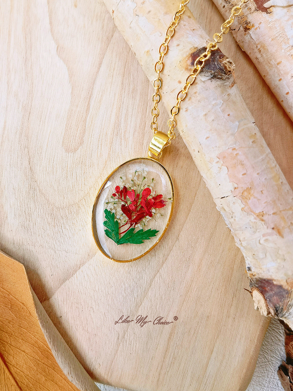 Handmade Pressed Fern Leaves Necklace