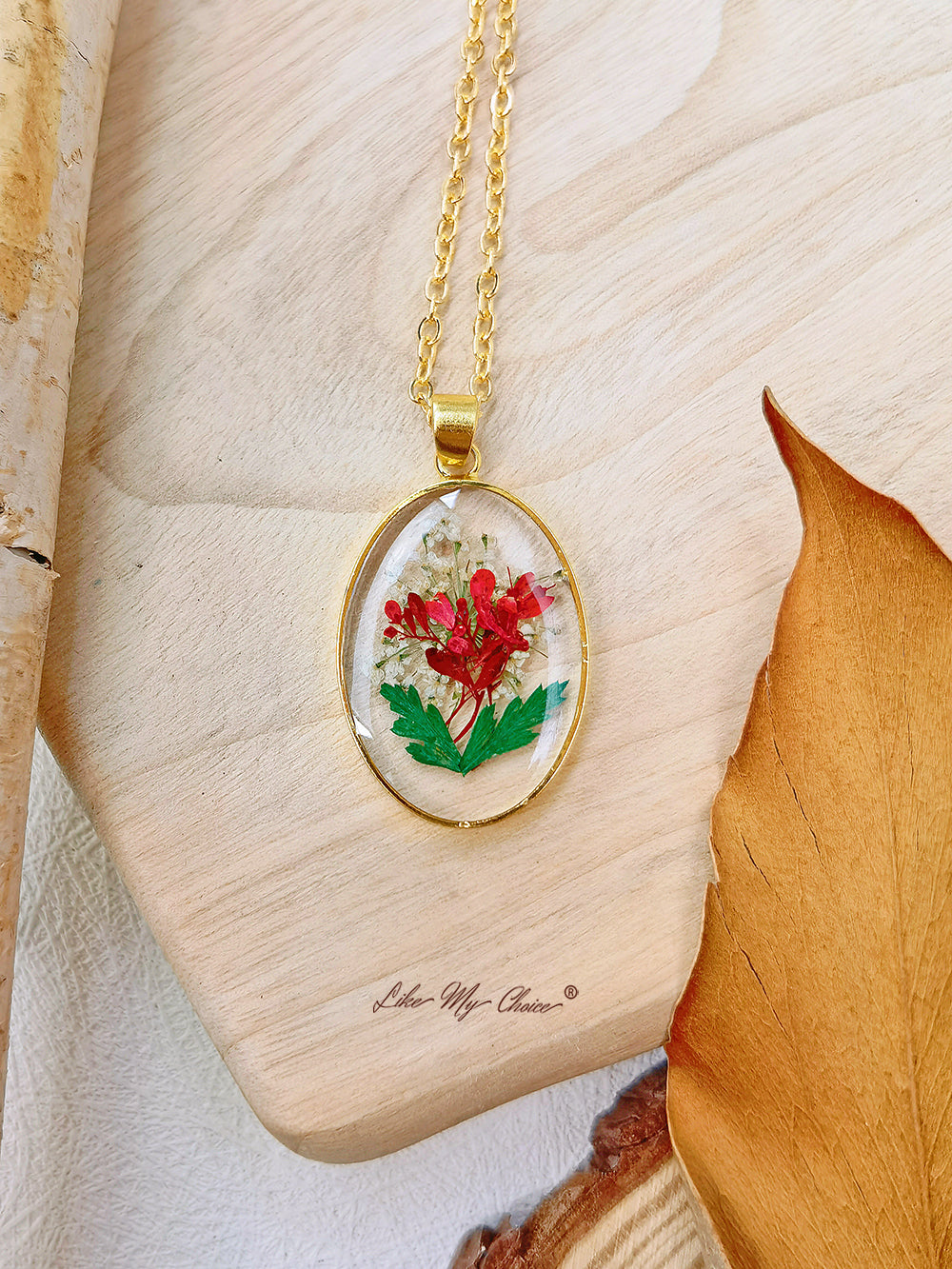 Handmade Pressed Fern Leaves Necklace