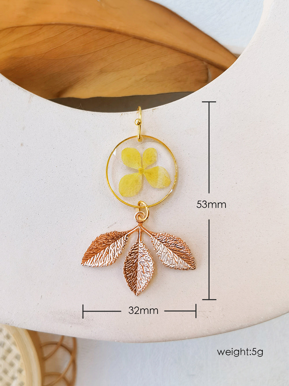 Primrose Flower Earrings Gold Leaf Earrings