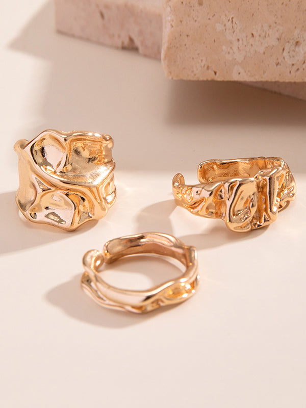 Three Pieces Geometric Solid Color Rings Accessories