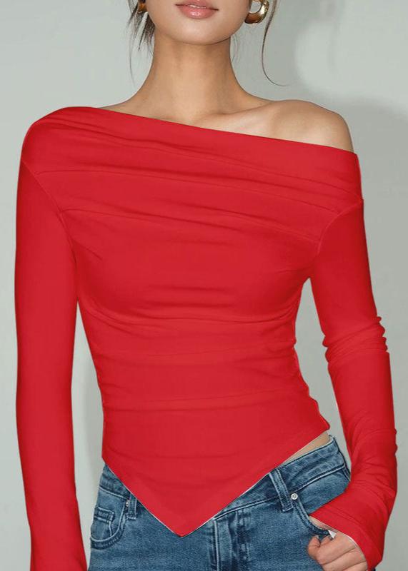 Scarlet Asymmetrical Long Sleeve Top