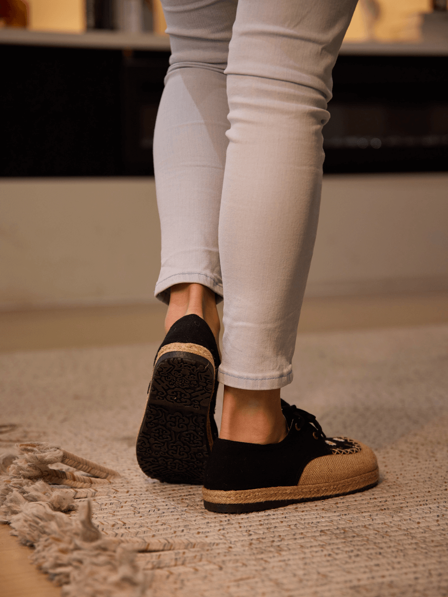 Cactus Rose | Irena Daisy Linen Espadrille - Black