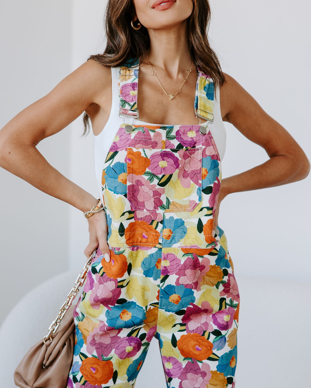 PAXTON FLORAL POCKETED OVERALLS - MULTI