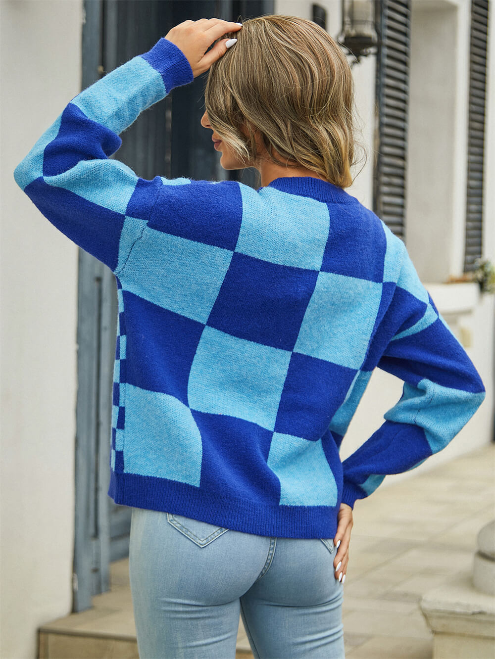 Checkmate Button Up Knit Cardigan - Blue