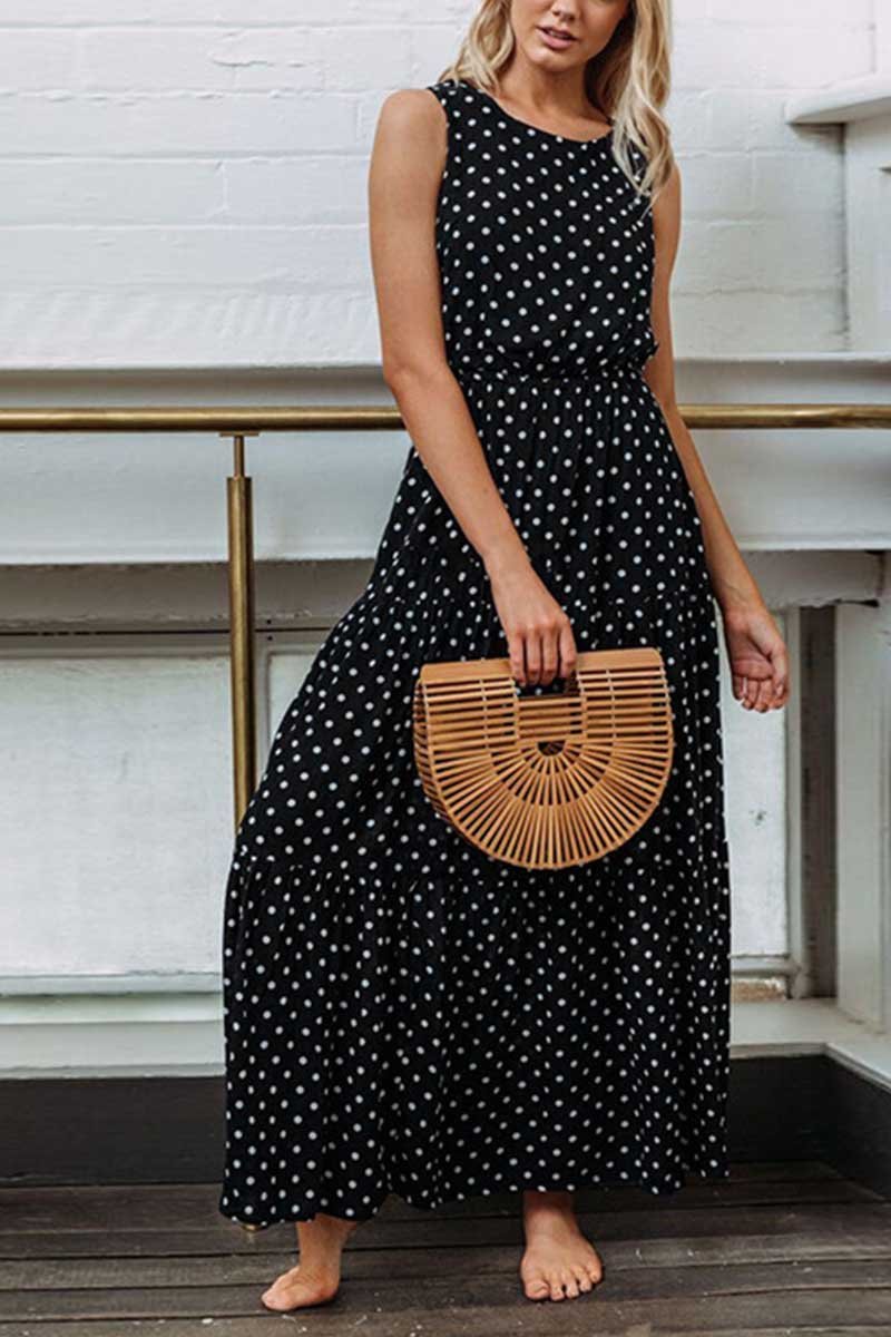 Chicindress Polka Dot Waist Maxi Dress(2 Colors)