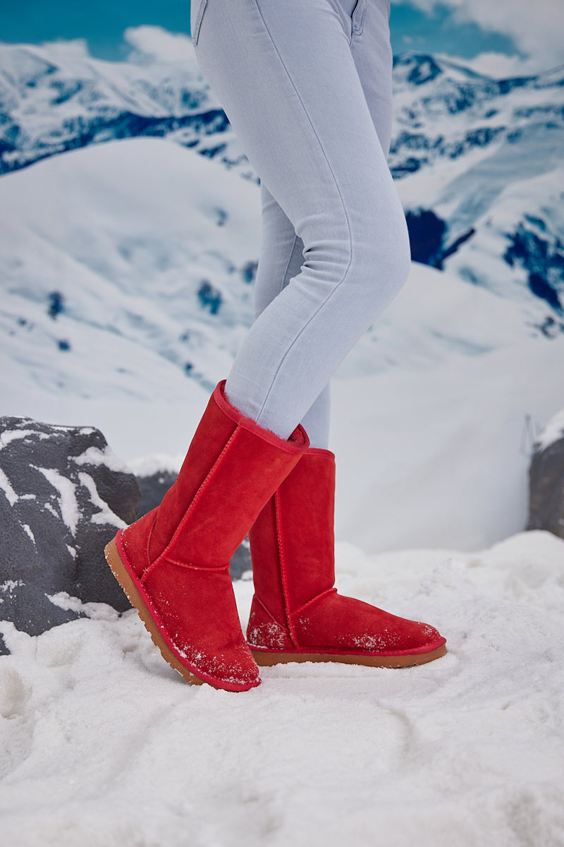 SMAIBULUN Ugg | CLASSIC SUEDE MID-LENGTH BOOTS - RED