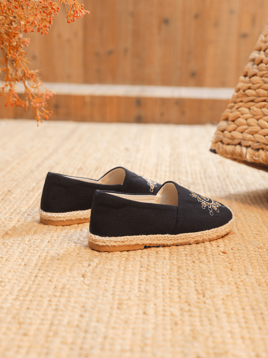 Cactus Rose | Solana Linen Espadrilles - Black