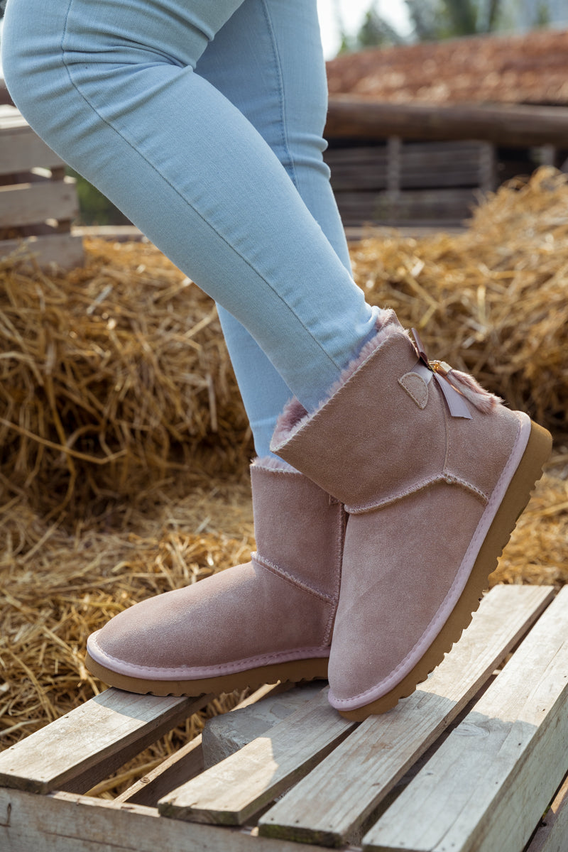 SMAIBULUN Ugg | TAIL BOW BACK SUEDE BOOT - PINK