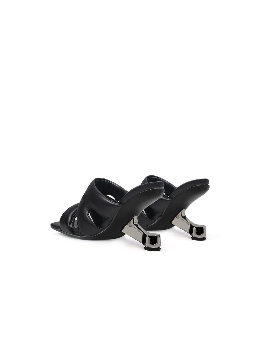 JadyRose | Black Croissant Leather Slide