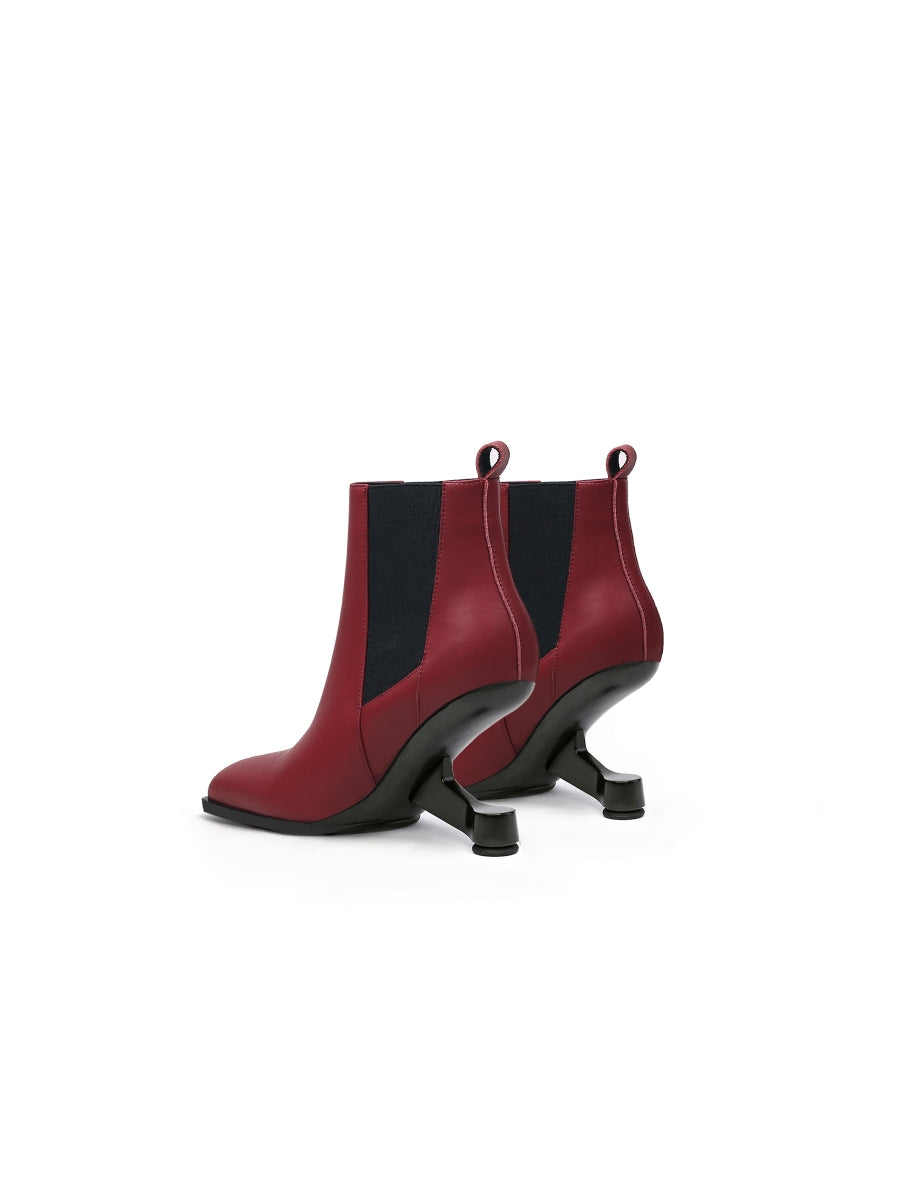 JadyRose | HARPER Elevator Heel Burgundy Leather Chelsea Boot