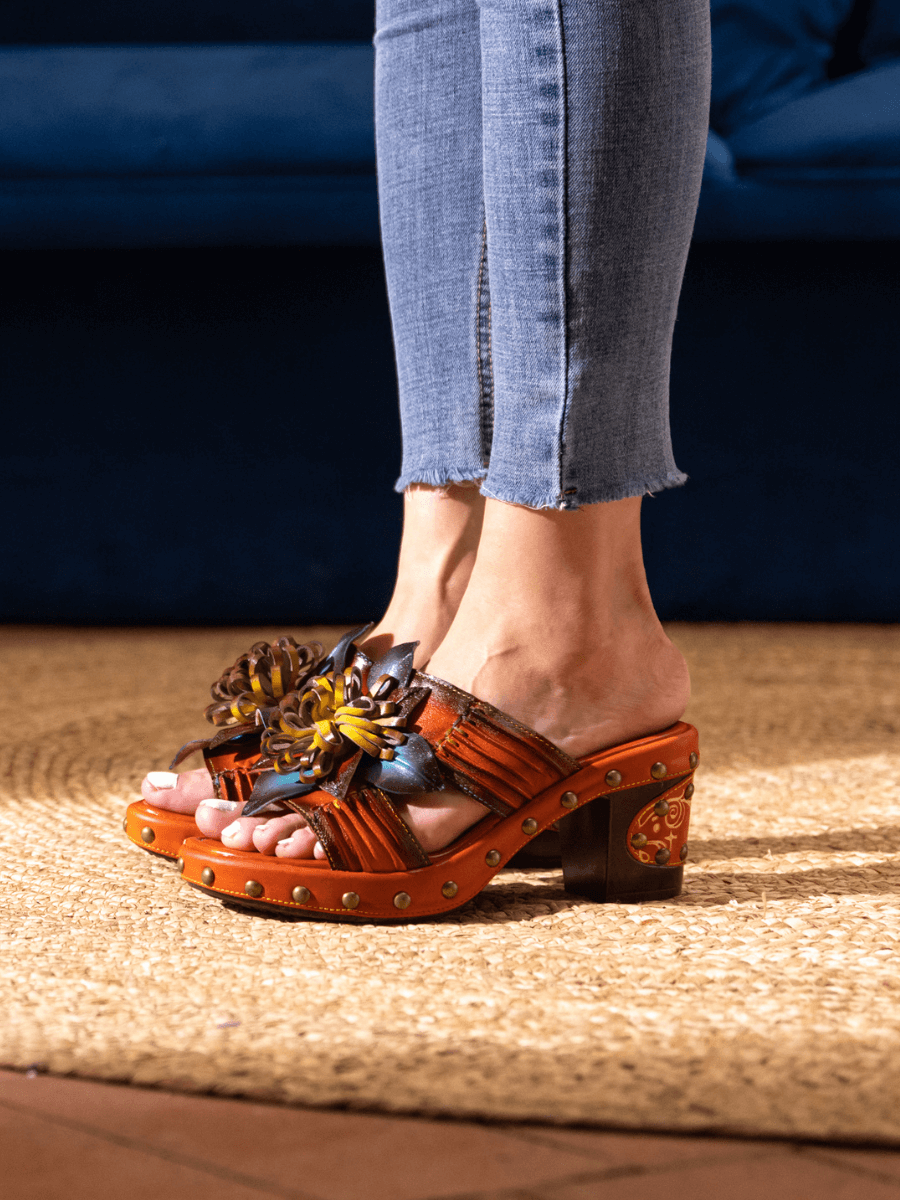 SOFFIA | WISH UPON A DREAM STUDDED FLORAL LEATHER MULE