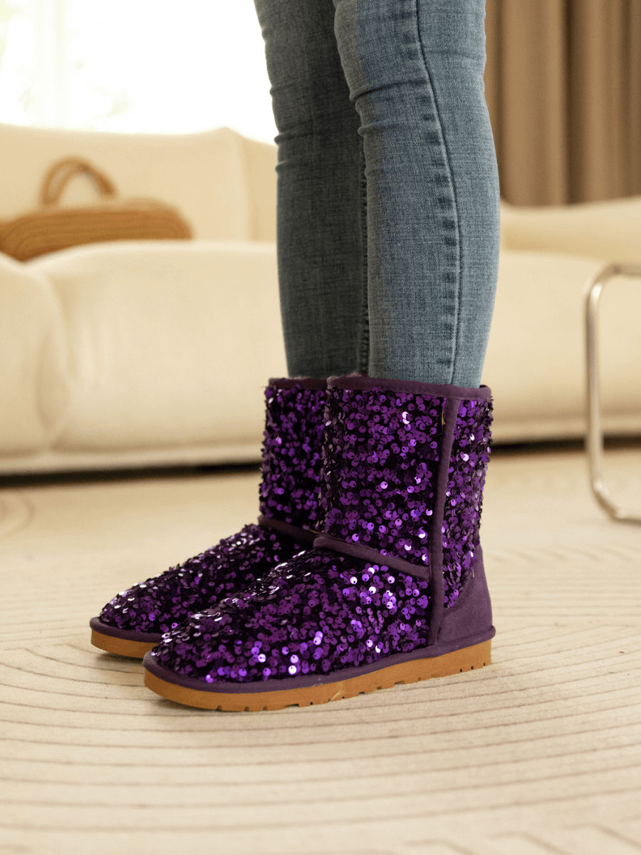 Smaibulun Ugg | Dallas Glam Sequin Shearling Boots - Purple