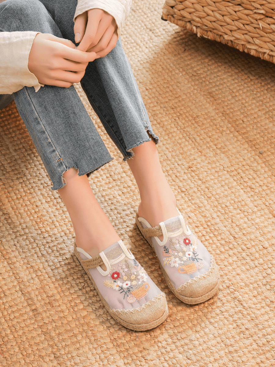 Cactus Rose | Kimora Embroidered Mesh Mules