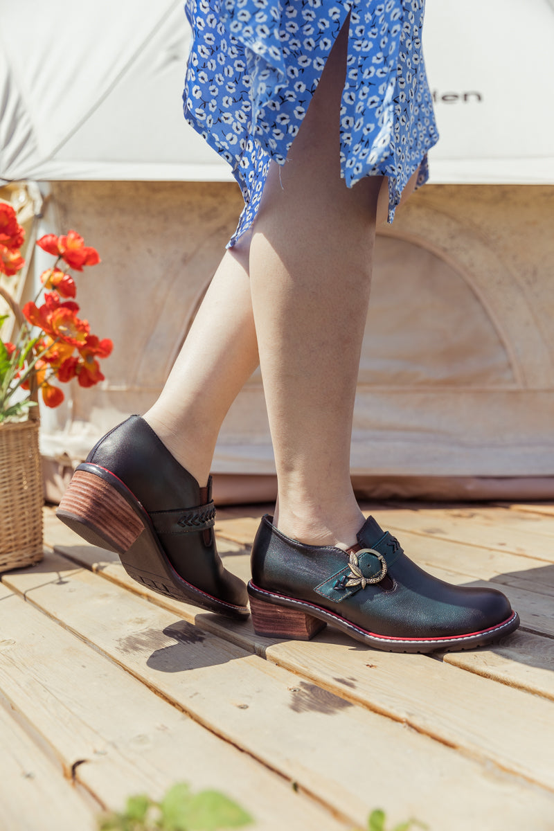 SOFFIA | Dark Green Leather Bootie