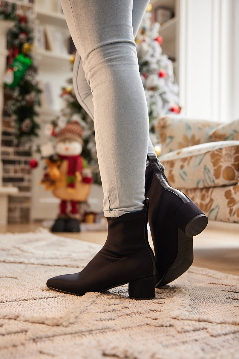 Jady Rose | Slick Chick Sock Ankle Boot - Black