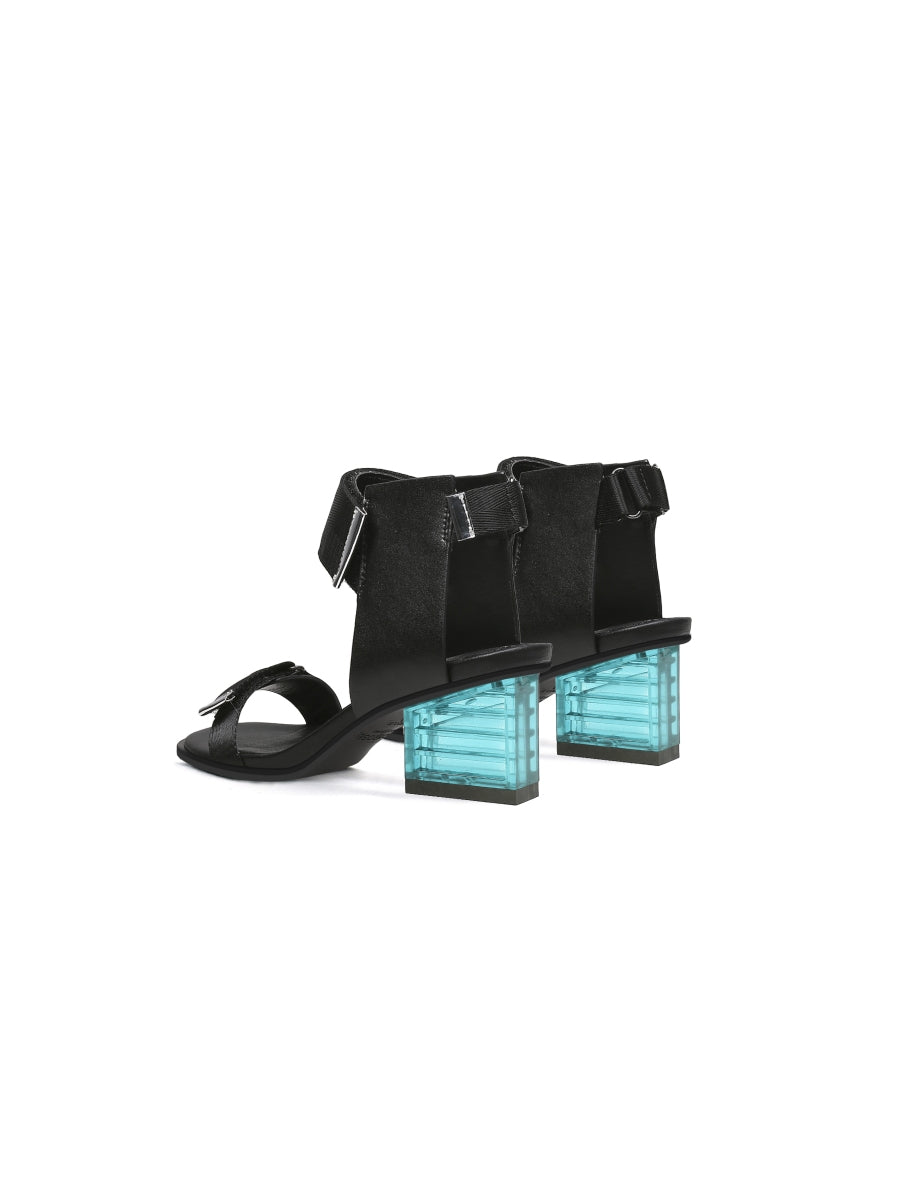 JadyRose | Black Party Heel Leather Sandal