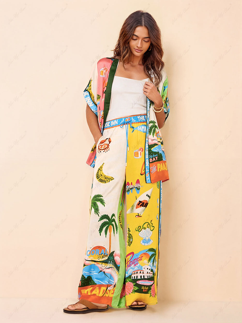 Sunny Beach Summer Style Printed Pants