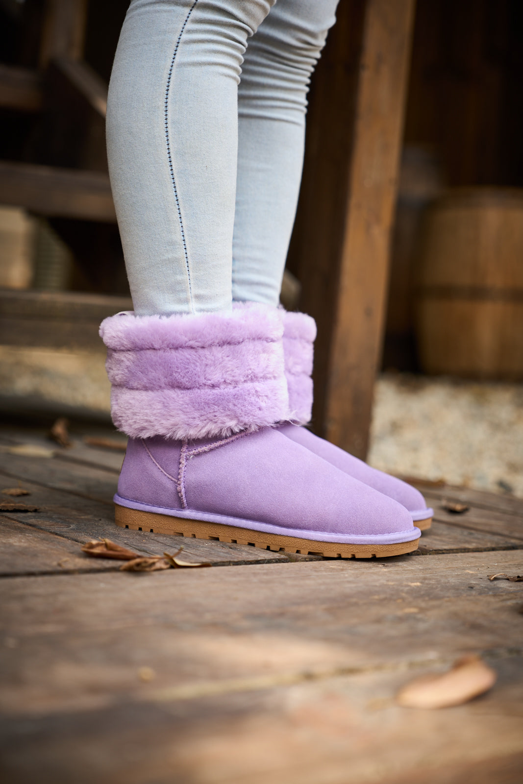 SMAIBULUN Ugg | Adelene Sherpa Woolen Boots - Lavender