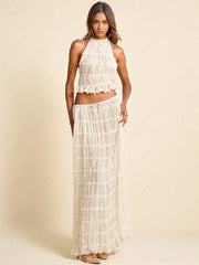 Charm Pleated Drawstring Waist Tiered Tank Tops