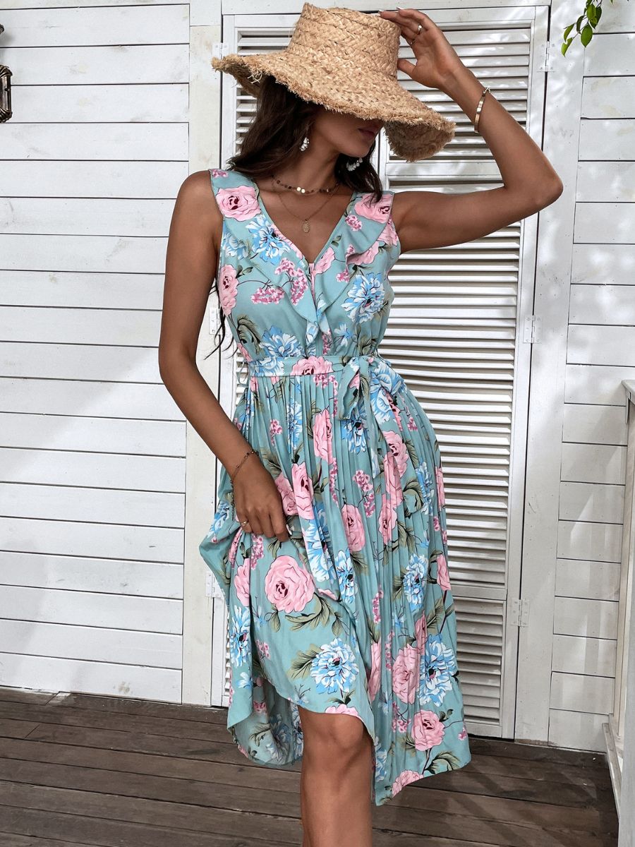 UKE MIDI DRESS - BLUE FLORAL