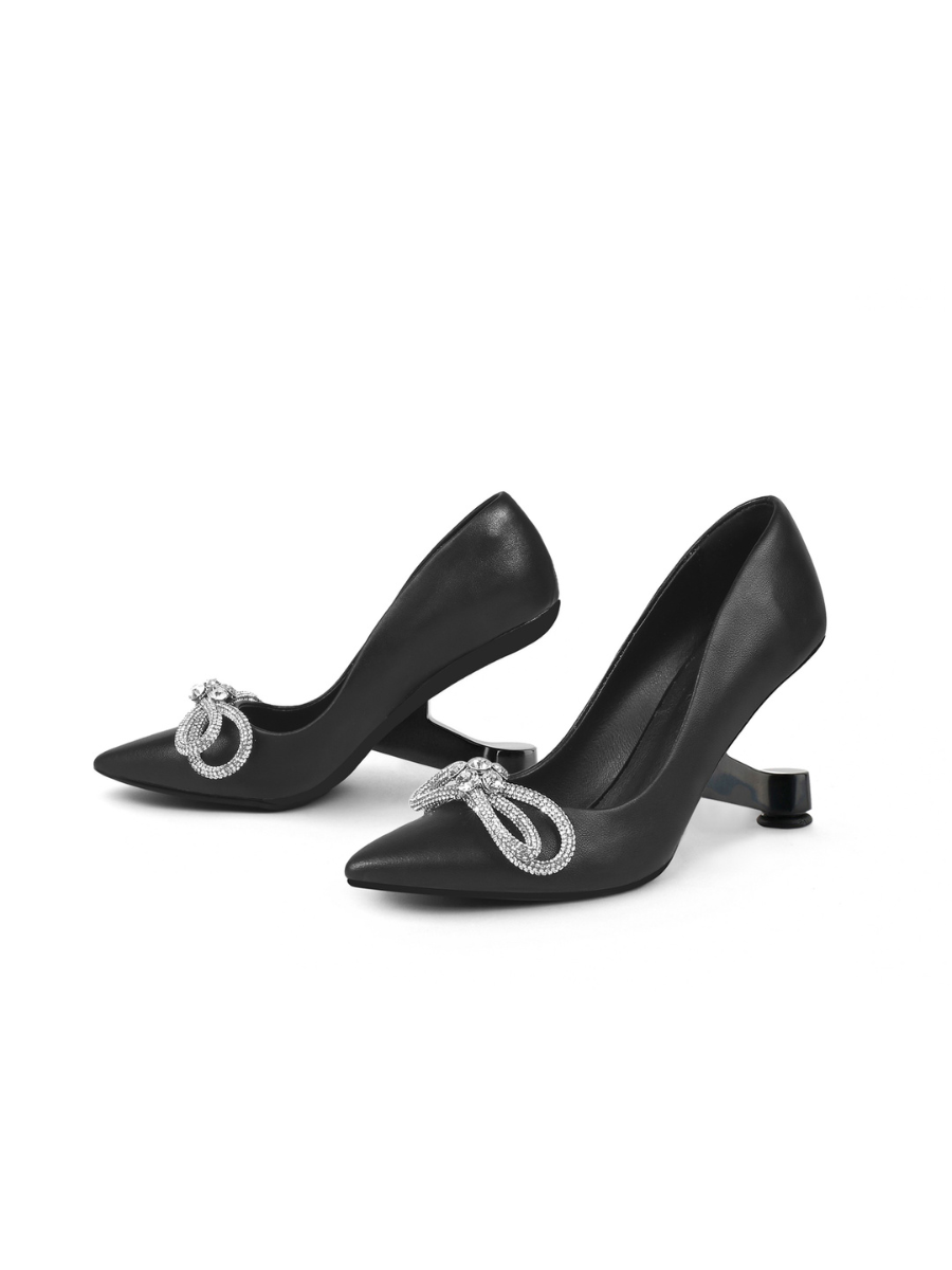 Jady Rose | Guest Of Wedding Rhinestone Bow Stilettos - Black