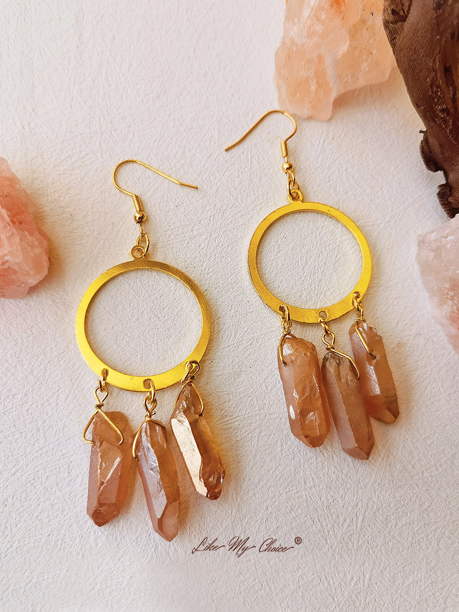 Hippie Quartz Crystal Hoop Earrings