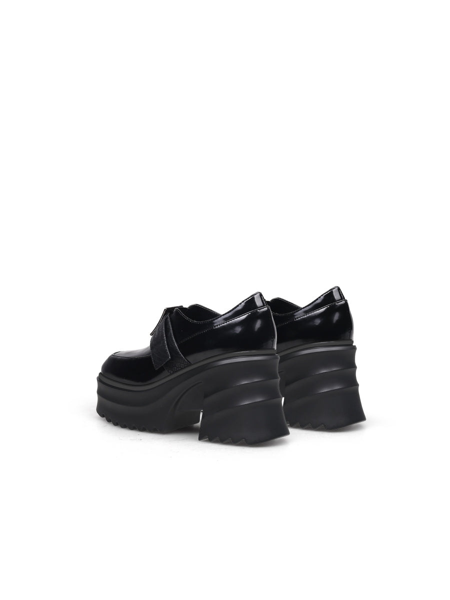 JadyRose | Black Patent Leather Chunky Heel Loafer