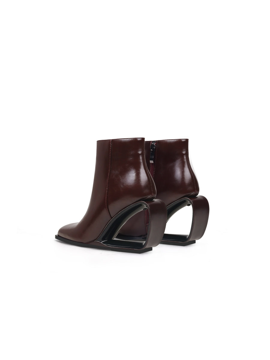 JadyRose | FIREPLACE Wedge-Heel Chocolate Leather Ankle Boot