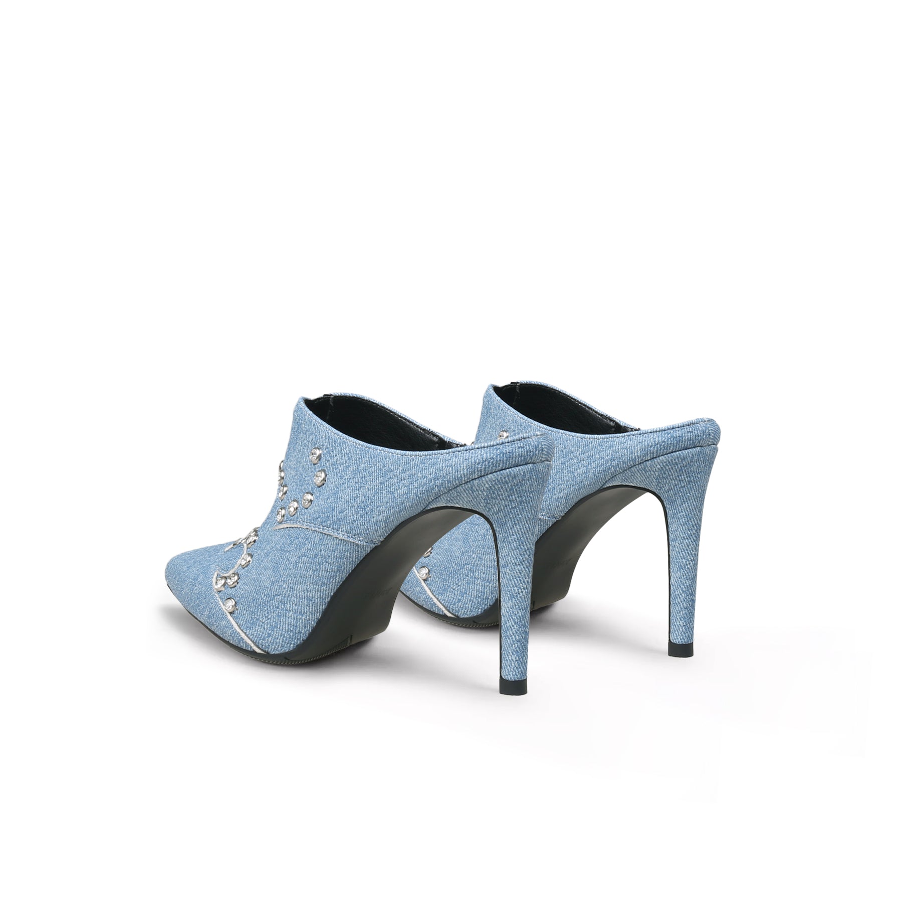 Jady Rose | Maxina Studded Denim Stilettos - Washed Blue