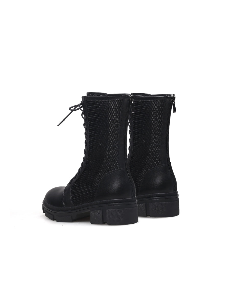 JADYROSE | LALLIE BLACK MESH COMBAT BOOT