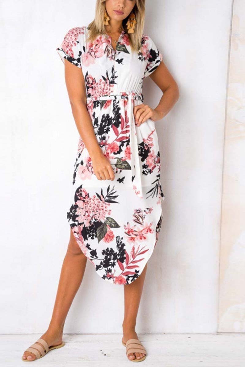 Chicindress Trendy Printed Asymmetrical Midi Dress(4 Colors)