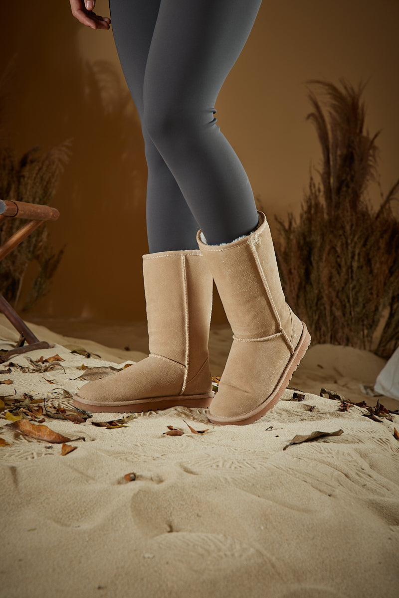 SMAIBULUN Ugg | At Your Leisure Suede Mid Calf Boots - Sand