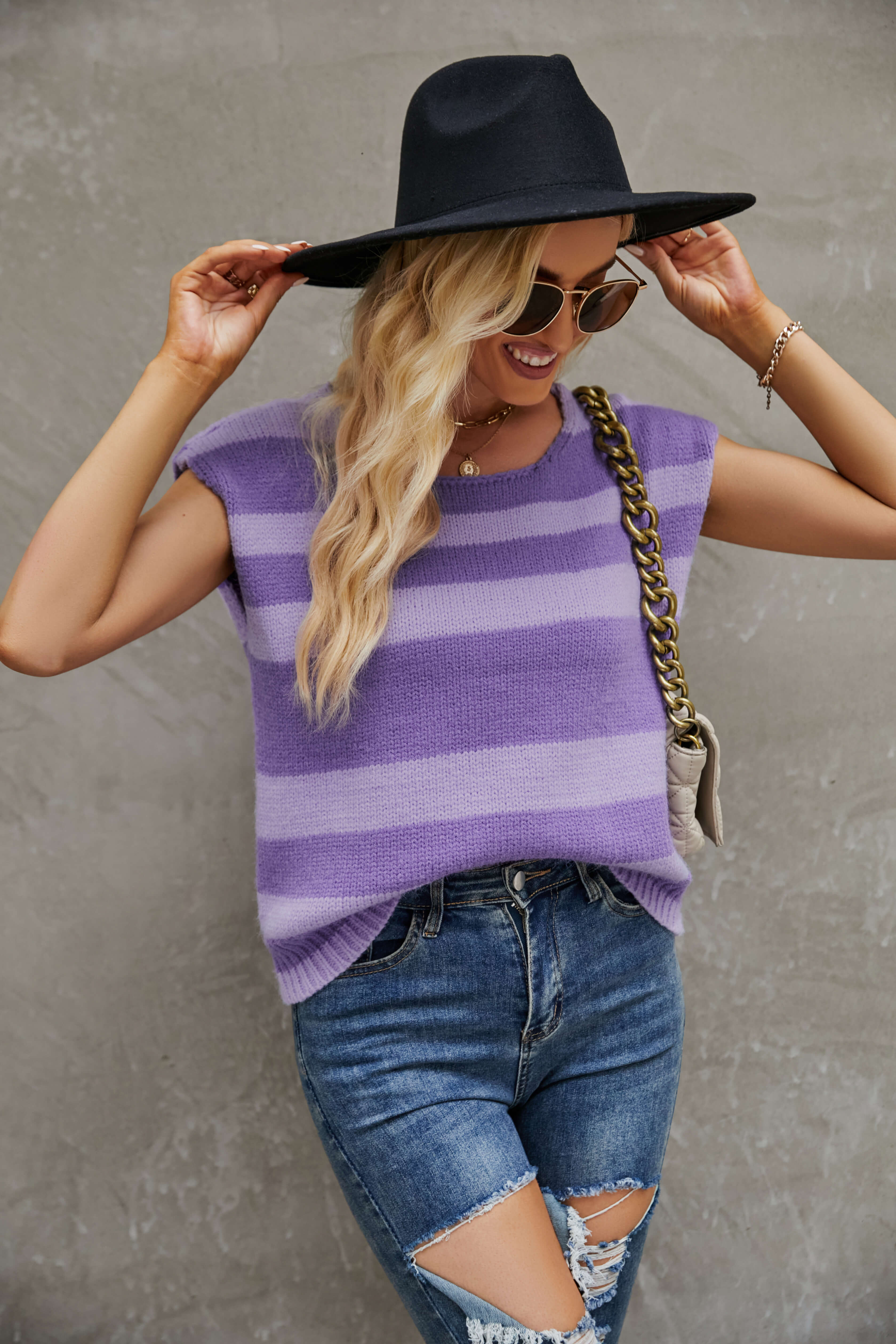 Diego Knit Striped Sleeveless Top